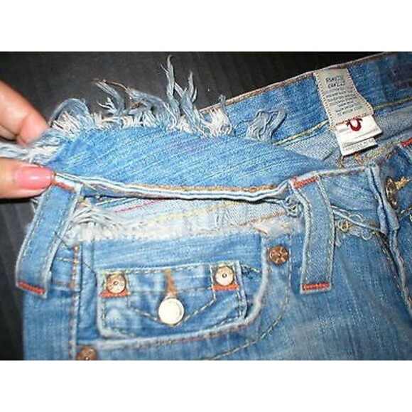 New Womens True Religion Joey Jeans 29 Distressed Ripped 100% Cotton USA Destroy - Picture 3 of 6